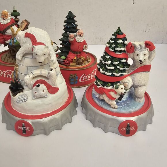 vtg coca cola collectibles Ice Bucket Franklin Mint Holiday Figurine Polar Santa - Picture 6 of 16
